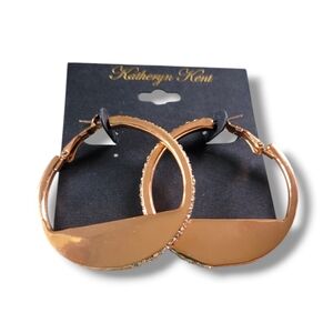 Katheryn Kent | NWOT Rose Gold Crystal Half Moon Hoop Earrings